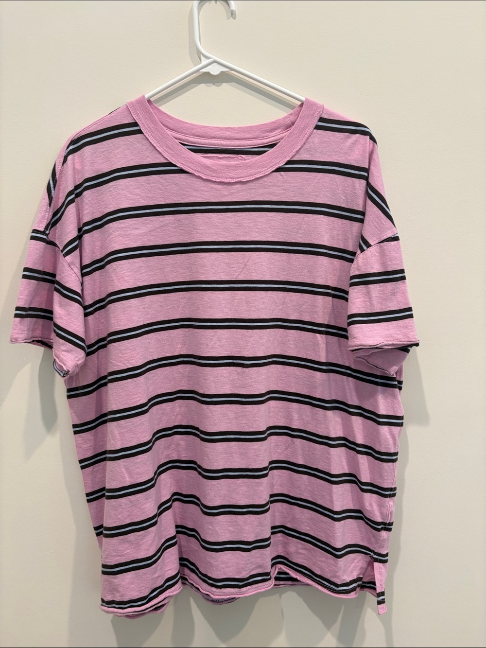 aerie Pink and Black Striped Short Sleeve Tee